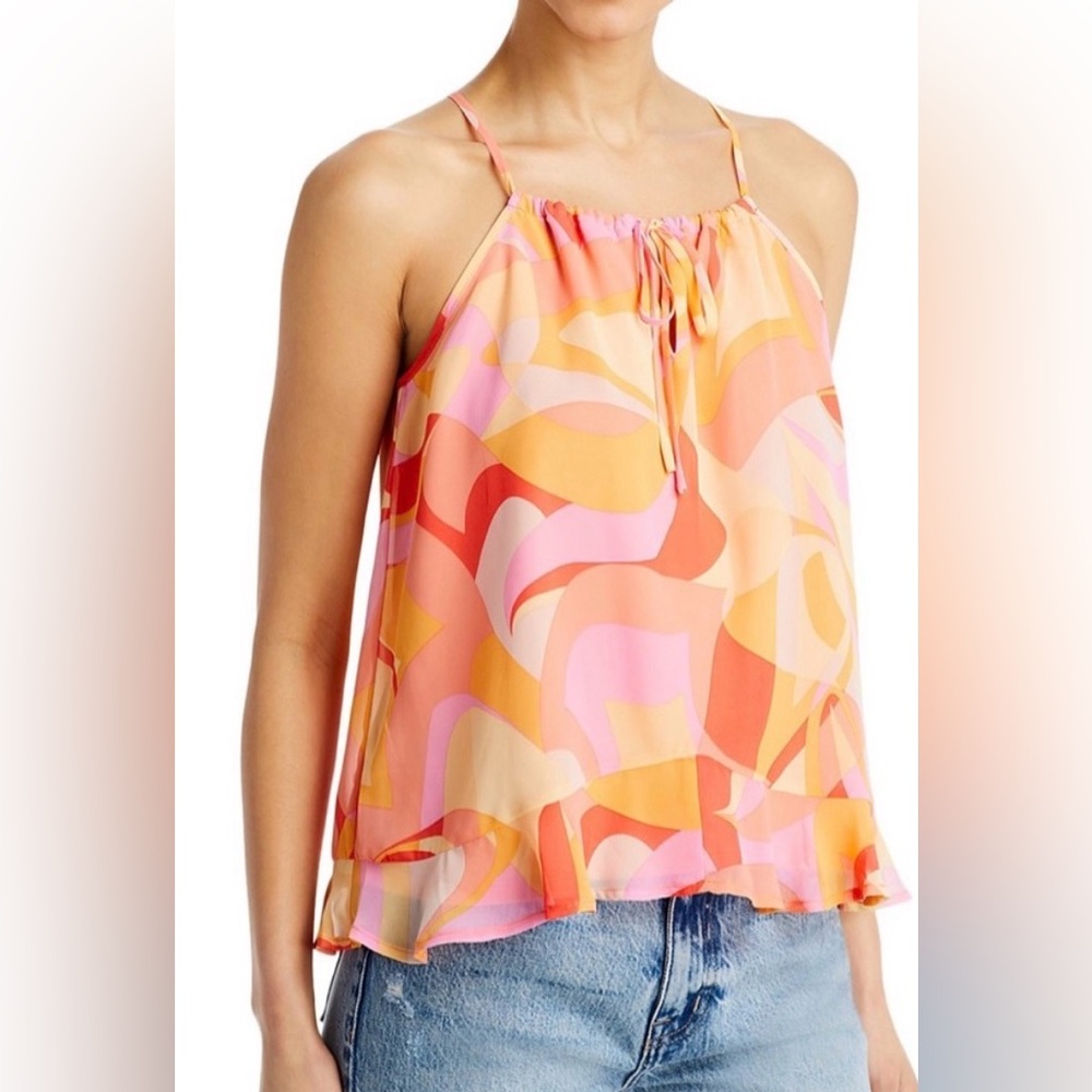 Aqua Multicolor Halter Camisole in Pink and Orange Swirl